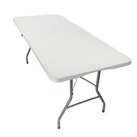 Table Pliante d'Extérieur 180 cm en Plastique HDPE Blanc, Facile à Nettoyer, Transportable, pour Événements et Réceptions