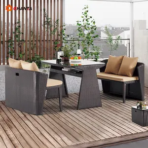 Prezzo a buon mercato mobili da esterno Pe vimini Rattan impermeabile divano da giardino set