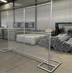 Panneaux de clôture temporaire en chaîne galvanisée robuste, clôture de chantier portable avec base métallique - Product Image 4