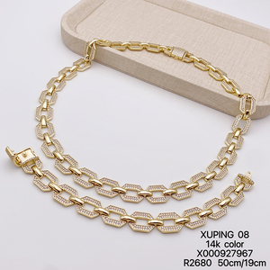 Set di Gioielli XUPING per Uomo, <span class=keywords><strong>Collana</strong></span> e Bracciale Placcati in Oro 14K, Stile Hip Hop con Cristalli, Design Personalizzato - Product Image 5