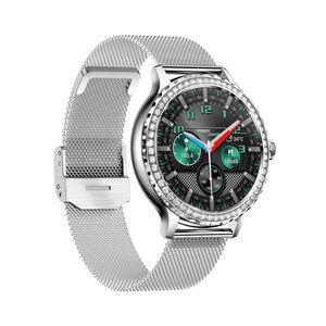 Nx19 phụ nữ thời trang kim cương-studded Đồng hồ thông minh 1.3 "IPS màn hình BT cuộc gọi thông minh đồng hồ với Silicone + Milanese thép Dây đeo đôi - Product Image 3