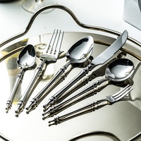 Ensemble de couverts 5 pièces de luxe en acier inoxydable 304 finition miroir, couteau, fourchette, cuillère, cuillère à café pour mariage