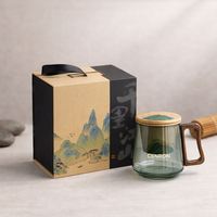 Taza de Té de Vidrio Borosilicato Resistente al Calor con Tapa e Infusor, Asa de Madera, Logotipo Personalizado, Color Personalizado, Caja de Regalo Exquisita + Bolsa Práctica