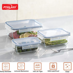 Contenedor de Vidrio Profundo de Borosilicato Alto Pyglass, Juego de 3 Piezas con Tapa de PP Hermética, Contenedor de Gran Capacidad para la Familia - Product Image 5