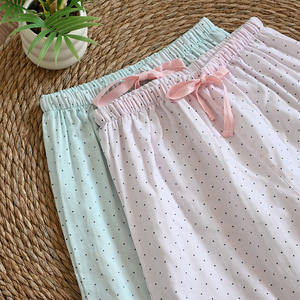 Pantalones Cortos de Algodón 100% para Mujer, Venta al por Mayor de Fábrica, Elegantes con Ribete de Encaje, Pantalones de Pijama Casuales de Verano - Product Image 3