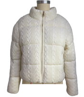 Parka matelassée en tricot torsadé pour femme, en fil extensible BPT de qualité supérieure, style anglais, coupe-vent, col montant, chaud pour l'hiver, OEM ODM