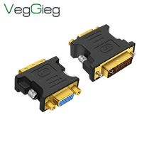 Adaptateur DVI mâle vers VGA femelle plaqué or Veggieg, convertisseur DVI24+5/DVI-I 1080P pour ordinateur portable, moniteur, projecteur