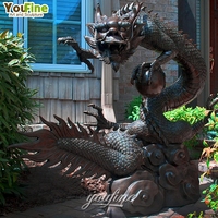 Statue de fontaine de dragon en bronze coulé de taille réelle pour jardin extérieur chinois