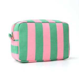 2026 New Big Capacity Travel Stripe Corduroy Makeup <strong>Bag</strong> Women Zipper Cabana Striped Cosmetic Storage <strong>Bag</strong> - Product Image 1