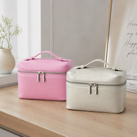Trousse de Toilette Portable en Cuir Grainé Personnalisable avec Logo, Grande Trousse de Voyage Imperméable en PU pour Cosmétiques et Soins de la Peau pour Femmes