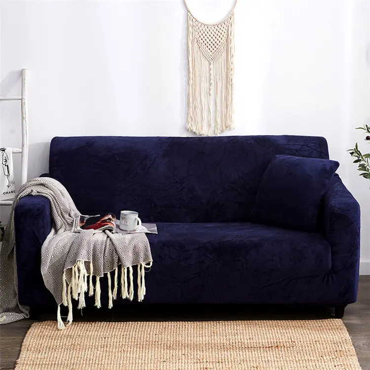 universal black purple washable streachable velvet stretch thick sofa cover