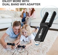 SYONG 1300Mbps USB WiFi Adaptörü, Masaüstü Bilgisayarlar için Sürücüsüz Kablosuz Ağ Adaptörü, Çift Bant 2.4G&5.8G, Win11/10 ile Uyumlu
