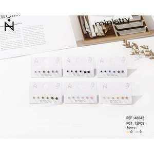 Pendientes de circonita de estrella de colores de 4mm, 5mm, 6mm, con cristales, minimalistas, para uso diario, unisex, con engaste de plata 925 - Product Image 1