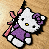 Tapis tufté à la main Hello Kitty, tapis personnalisé en forme de personnage de chat de dessin animé, tapis anime