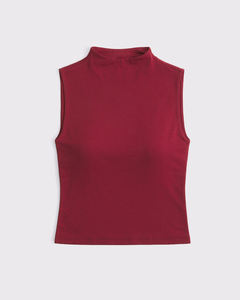 LE DUO Women's Sleeveless <b>Mock</b> <b>Neck</b> Crop <b>Top</b> Fitted Tank <b>Top</b> - Product Image 3