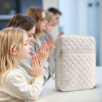 Housse de Bible matelassée grande taille pour femme avec fermeture éclair, sac fourre-tout en tissu de coton pour l'étude biblique, cadeaux chrétiens