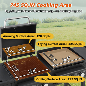 Entrepôt USA 2026 – Nouveauté : Barbecue d'été moderne en acier, four combiné gaz propane et cuisson, 5 brûleurs, allumage piézoélectrique - Product Image 3