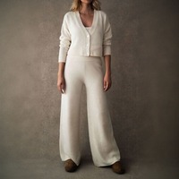 Fabricants de tricots OEM, tricot sur mesure, cardigan court pour femme, pull, pantalon évasé, ensembles pour femmes, cardigan et pull en cachemire pour femmes