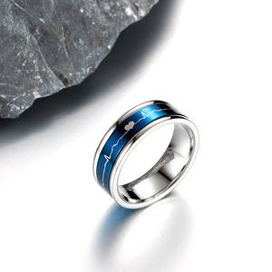 Rotating Titanium Steel <b>Ring</b> With Electrocardiogram Design Heartbeat Pattern Unisex Fashion Jewelry Gift - Product Image 3