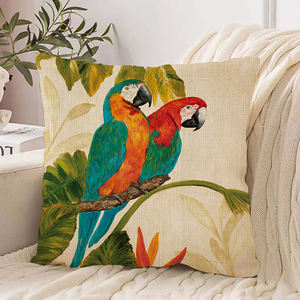 Acuarela Parro <span class=keywords><strong>guacamayo</strong></span> pájaro selva Tropical hoja Floral botánico palmera funda de almohada para sofá - Product Image 3