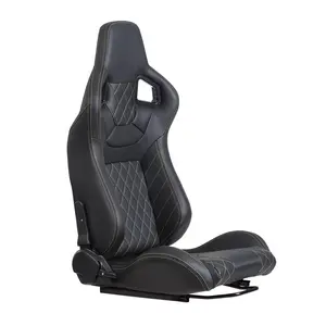 Universal Racing Seats Reclinable Sport Seats with Dual Lock Sliders Adjustable 1 Pair Driver Passenger Side PU Carbon