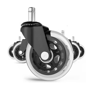 2.5-inch 3-inch Spring Clip Black Transparent <b>Wheel</b> Insert Rod PU Floor Caster Silent Swivel Caster Office Chair School Hotel - Product Image 1