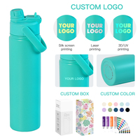 Bouteille d'eau personnalisée avec logo 25 oz – Vente en gros, portable, en acier inoxydable, avec couvercle magnétique, double paroi isolée sous vide, finition mate enduite de poudre