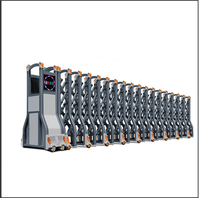 Porte coulissante sans rail en acier et alliage d'aluminium pleine largeur, portail rétractable automatique moderne à double moteur pour hôtels