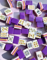 Ensemble de mahjong pliable de luxe de couleur lavande, moderne et écologique, 160 pièces, motif étoile citron, design cadeau pour les passionnés de jeux