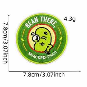 Nuevo Parche Bordado Termoadhesivo con Diseño de Frijol en Verde Primaveral para Decoración de Ropa, Sombreros y Bolsos - Product Image 3