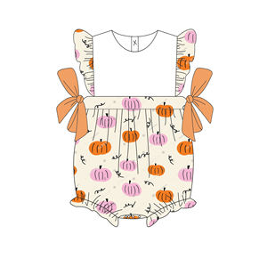 Ropa a juego personalizada para <span class=keywords><strong>Hermanas</strong></span>, conjunto de pantalones cortos de <span class=keywords><strong>dos</strong></span> piezas, conjunto de algodón con estampado de calabaza y lazo, traje para niñas pequeñas, venta al por mayor - Product Image 6