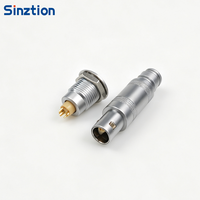 Connecteur RF circulaire Sinztion Série S 00S, femelle, demi-lune, à gorge, coaxial, push-pull, avec contact plaqué or