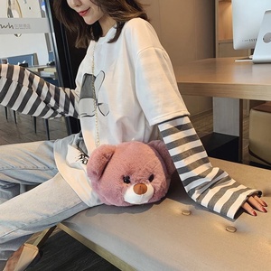 Nouveau <span class=keywords><strong>Sac</strong></span> Tendance en Fausse Fourrure Dessin Animé, Tête de Lapin Ours en Peluche, Longue Chaîne, Bandoulière, Pochette Messenger, pour Femme, Fille et Enfant - Product Image 2