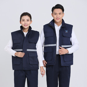 Gilet a Maniche Lunghe in Cotone con Strisce Riflettenti, Giacca da Lavoro Invernale Stile Uniforme - Product Image 1