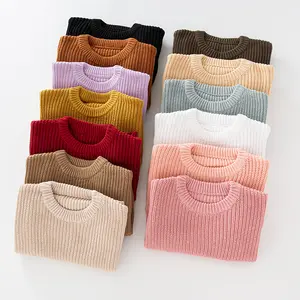 Dệt kim áo len mới sinh ra thêu Áo len chui đầu tùy chỉnh vải mềm đầy đủ đan bé áo len mùa đông