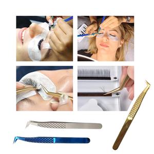 Pince à épiler pour extensions de cils Pinky Leem avec logo personnalisé, en acier inoxydable plaqué, avec paillettes et diamants, à 90 degrés - Product Image 5