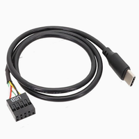 Kabel Adaptor USB 9 Pin Header ke USB Type C Female untuk Motherboard, Kabel USB 2.0 Internal di Panel Depan Casing PC Desktop