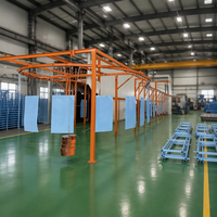 Système de ligne de production industrielle automatique de peinture en poudre pour les rayonnages de conteneurs de stockage, finition de surface blanche et grise