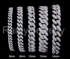 희귀 재고 아이스 아웃 블링 다이아몬드 힙합 12mm 도매 모이사나이트 체인 쿠바 보석 남자 쿠바 링크 체인 - Product Image 5