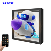 Ventilateur holographique 3D de bureau 15 cm avec boîtier carré en bois, contrôle par application mobile pour la promotion sur comptoir de vente au détail et la présentation de produits
