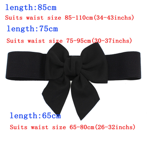 Lớn cộng với kích thước màu đen 75cm 85cm nóng bán phụ nữ Bowknot cummerbunds đàn hồi rộng Stretch Dây thắt lưng vành đai thắt lưng - Product Image 2