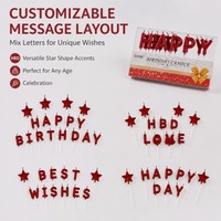 Ensemble de bougies lettres rouges vives pour décoration de gâteau d'anniversaire, bougies alphabet HAPPY BIRTHDAY en cire de paraffine de qualité supérieure, vente en gros