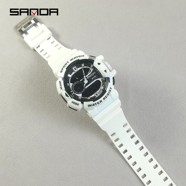 SANDA 3310 Men's Watch Dual Display Quartz Brand Outdoor Sports Watch Waterproof Wristwatch for Men Caja Para Reloj Montre Homme