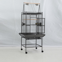 Cage à oiseaux classique de luxe en acier inoxydable avec cadre thermolaqué, plateau en plastique verrouillable, durable pour petits oiseaux, intérieur/extérieur