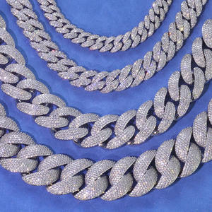 שרשרת הקישור הקובייה של גברים מעוגלת שרשרת חוליות 10 מ "מ-20 מ" מ רוחב-20 מ "מ מרוח מצופה זהב. תכשיטי היפ הופ - Product Image 2