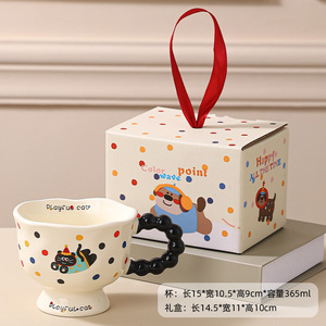 Lelyi moderne mignon vague Point grès céramique tasse petit déjeuner tasse pour la maison café Couple eau créatif dessin animé - Product Image 6