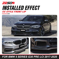 ZESON Lame de pare-chocs avant en fibre de carbone véritable style CC pour BMW Série 5 G30 530i 540i M550i Pré-LCI 2017-2020