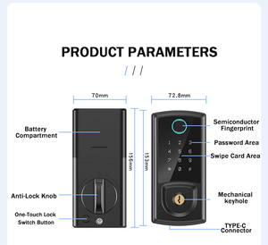 Automatic Wireless Remote Control Digital Security Smart <b>Fingerprint</b> <b>Door</b> <b>Lock</b> Tuya - Product Image 3
