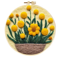 Kit de broderie artisanale ChangxuTextile, paysage hivernal, tissu rond, broderie créative, décoration artistique en feutre 3D