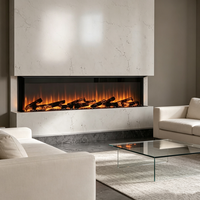 Cheminée électrique murale de 60 pouces avec flamme LED, télécommande, chaleur réglable pour salon, villa, hôtel, hall, complexe hôtelier